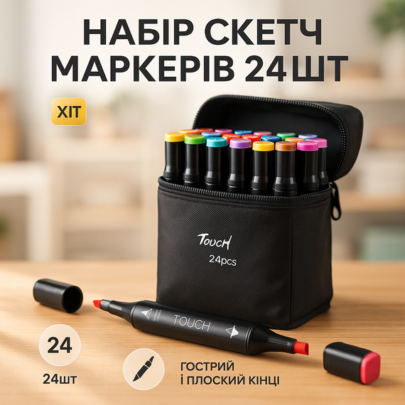 Набір художній набір, професійних різнокольорових двосторонніх маркерів Якісні спиртові маркери QY-30