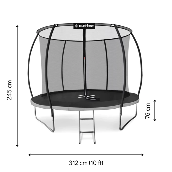 Батут Outtec Premium 10ft (312см) чорно-сірий з внутрішньою сіткою | Зображення 1
