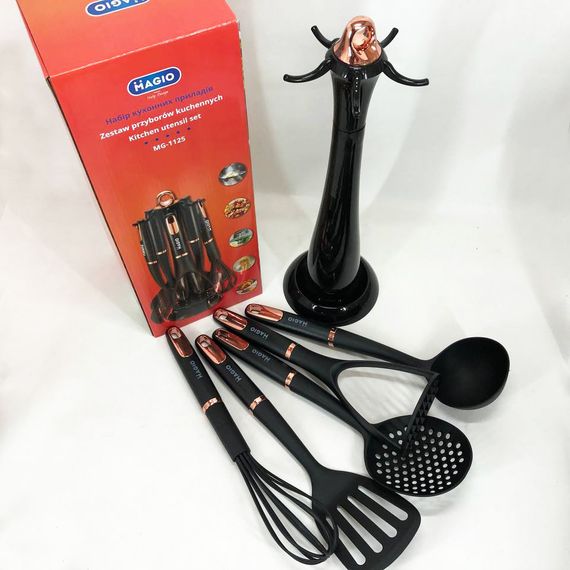 Набір кухонних приладів Magio MG-1125, набір поварешок на підставці, набір силіконових приладів для кухні | Зображення 1