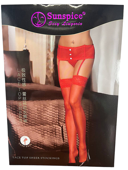 Панчохи з широким ажурним мереживом Sunspice чорні sexstyle | Зображення 3