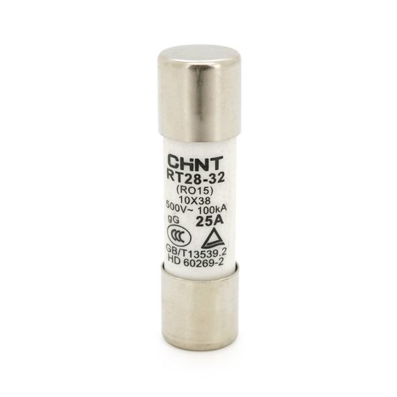 Плавкий запобіжник CHINT-RT28-32 (RO15) 25A 500AC, 10×38mm, змінної напруги, 20 штук в упаковці, ціна за 1 штуку