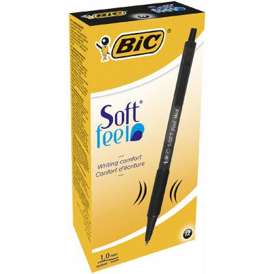 Ручка шариковая Bic автоматическая Soft Clic Grip с резиновым грипом Черная (bc837397) - Топ Продаж! | Зображення 1