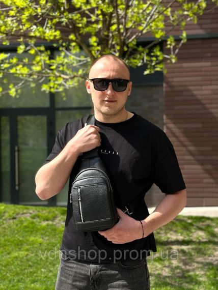 Мужской стильный слинг на плечо 18х32х6, сумка рюкзак для путешествий и отдыха TIDING BAG 7862 черная | Зображення 4