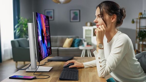 Монітор Dell  27' U2724DE HDMI, DP, USB-C, RJ-45, Audio, IPS, 2560x1440, 120Hz, sRGB 100%, Pivot (210-BKTV) | Зображення 2