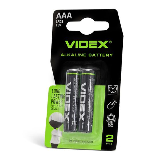 Батарейка лужна Videx LR03/AAA 2шт SMALL BLISTER