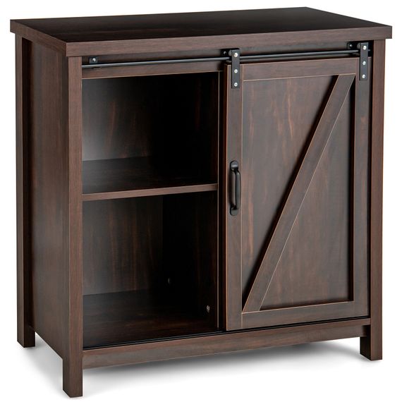Кухонный комод-буфет Costway Sideboard с амбарной раздвижной дверцей лофт рустик