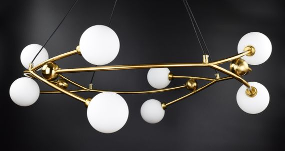 Люстра підвісна на 8 лампочок 26855 Латунь 50-150х87х87 см. | Зображення 4