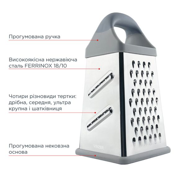 Тертка Vinzer VZ-50327 12.6х12.7х24.5 см | Зображення 3