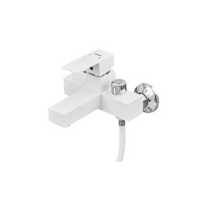 Змішувач для ванни Plamix Kubus-009 EURO SET White (з шлангом, лійкою та кронштейном) (PM0673)