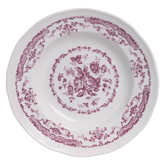 Столовий набір посуду тарілок 16 (шт) на 4 персони Bissi порцеляновий, обідній столовий сервіз тарілок Рожевий YY78-2A | Зображення 4