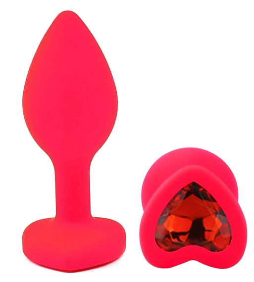 Силіконова анальна пробка EGZO - Silicone Pink Heart Plug Red, size S Sex Aura | Зображення 1