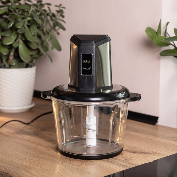 Чоппер измельчитель 800 Вт 4 лезвия с чашей на 2,5 литра 2 скорости мясорубка Sokany SK-06023 | Зображення 5