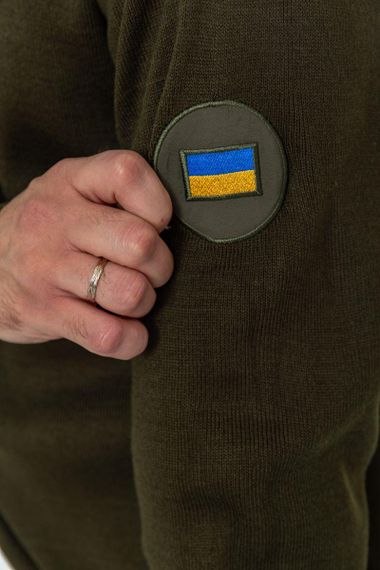 Гольф чоловічий з вишивкою тризуб, колір хакі, 161R07 | Зображення 5