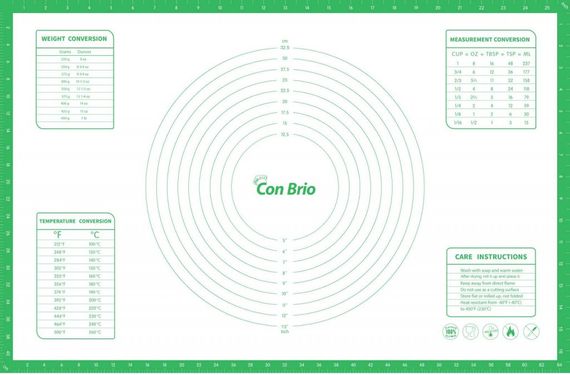 Коврик силиконовый для теста и выпечки Con Brio CB-679, 43.5х66.5 см антипригарный салатовый
