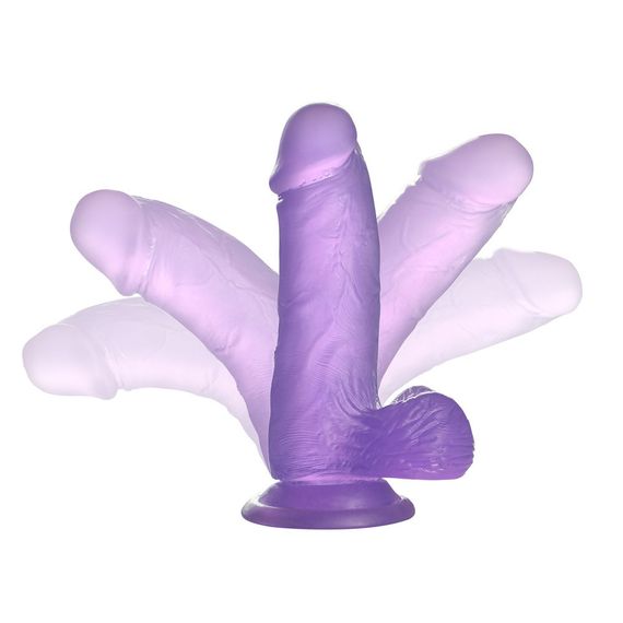 Фаллоимитатор с мошонкой - Jelly Studs Crystal Dildo Small 6" Purple sexstyle | Зображення 2