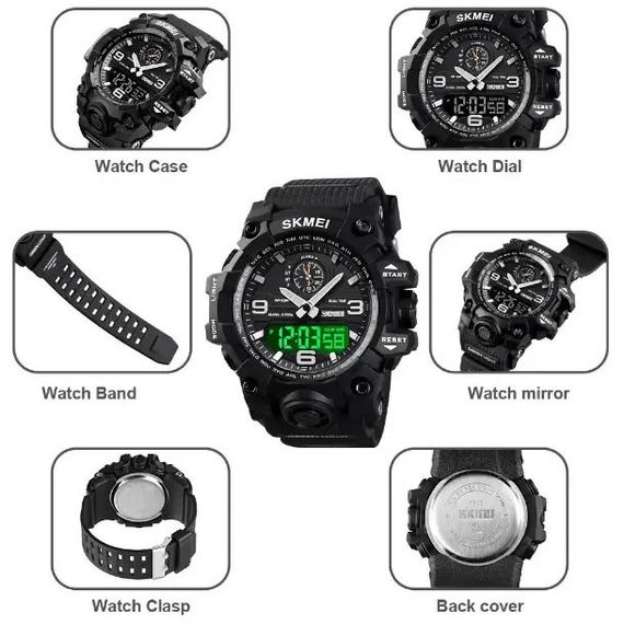 Часы военные мужские SKMEI 1586BK BLACK, Противоударные часы, Часы CE-793 тактические противоударные | Зображення 2