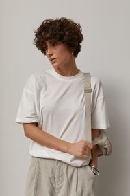 Однотонна трикотажна вільна футболка - білий цвет, L (є розміри)