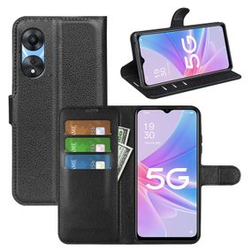 Чохол книжка з кишенями для карт на Oppo A58 колір Чорний