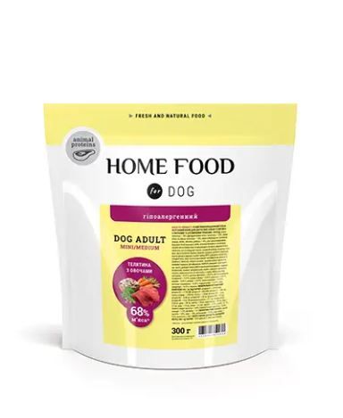 Сухий корм для дорослих собак «Телятина з овочами» DOG ADULT MINI/MEDIUM Гіпоалергенний 300 г