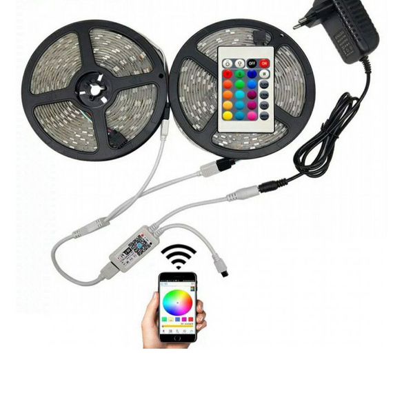 Світлодіодна стрічка SMD 5050 RGB LED 5 м IP65 з пультом та блоком живлення, 5м | Зображення 6