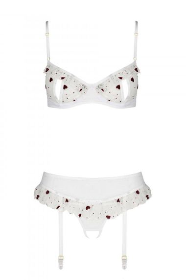 Сексуальний комплект з поясом для панчіх Passion LOVELIA SET XXL/XXXL, white Sex Aura | Зображення 4