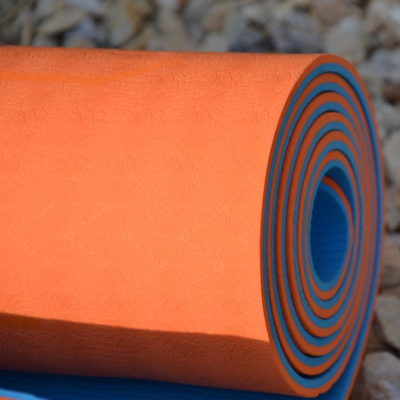 Килимок для йоги та фітнесу U-POWEX TPE Yoga mat Orange/Blue (183х61х0.6) | Зображення 8