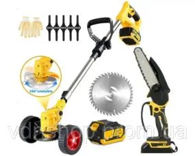 Набор 2в1 Газонокосилка + Пила 24V два аккумулятора