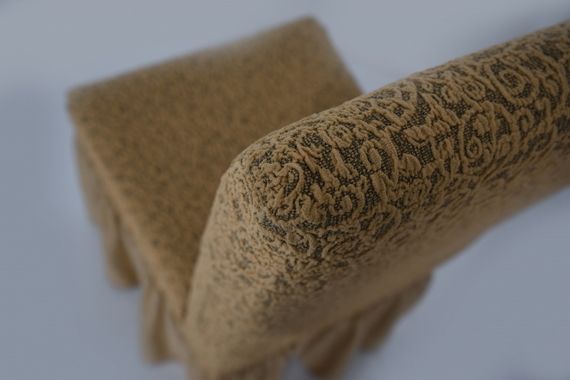 Жаккардовые чехлы на стулья с оборкой Venera (натяжные) набор 6-шт 411 Коричневый | Зображення 5