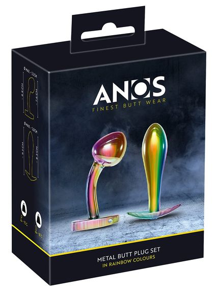 Набір пробок Anos Metal Butt Plug Set Rainb | Зображення 3
