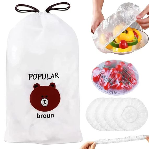 Пищевые пакеты крышки на резинке, 100 шт. ND-68-30 Freshness storage bag, Прозрачные/Политиленовые пакеты для еды | Зображення 4