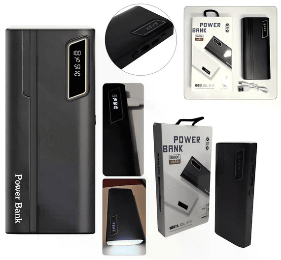 Мобільна зарядка Power Bank UN-3104 50000mAh із швидкою зарядкою та ліхтариком • Портативний зовнішній акумулятор 50000 мАг на 2 | Зображення 5