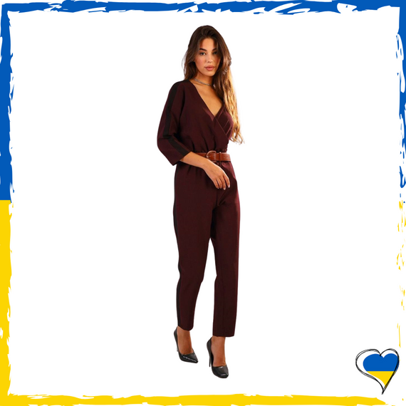 Комбінезон жіночий костюмка баклажановий 42-44, 44-46