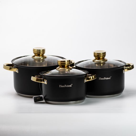 Набір каструль з нержавіючої сталі 3 штуки 5,1/3,9/2,9 л чорний | Зображення 4