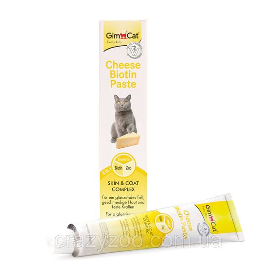 Паста для котов GimCat Cheese Biotin Paste витаминная с сыром 200 г 401874 | Зображення 1