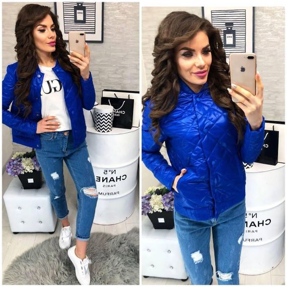 Куртка з ефектом стьобання, арт.310, електрик | Зображення 5