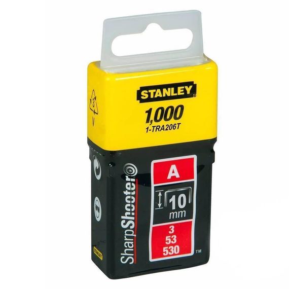 Скобы тип А высотой 10 мм, для степлера ручного Light Duty, в упаковке 1000 шт STANLEY 1-TRA206T | Зображення 1