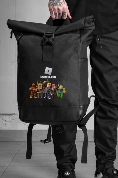 Повсякденний рюкзак роллтоп шкільний для хлопчика/дівчинки Without з принтом роблокс Black