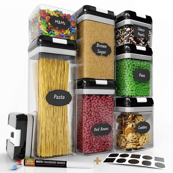 Набор контейнеров для хранения еды, сыпучих и круп FOOD Storage Container Set • 7 емкостей с герметичными крышками
