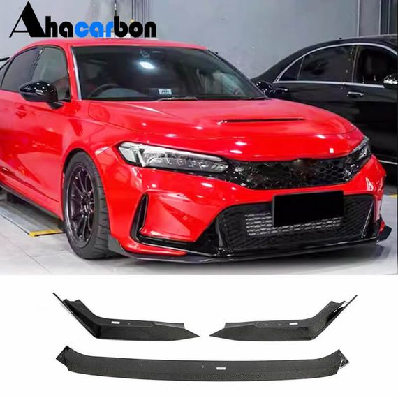 Накладка на передній бампер Lip V2 (Карбон) для Honda Civic HB 2021- рр