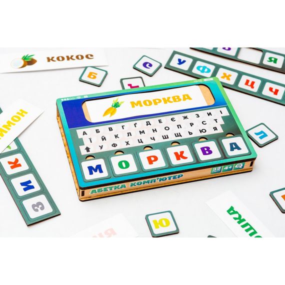 Деревянная игрушка-сортер "Азбука компьютер" Puz-73913, 32 карточки | Зображення 1