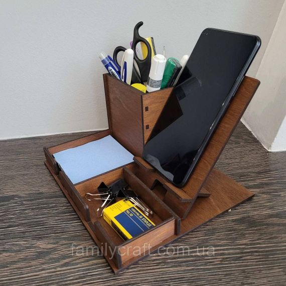 Органайзер офисный настольный для канцелярии с подставкой для телефона | Зображення 1