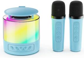 Портативная акустическая колонка K19 с Bluetooth и LED-подсветкой для караоке бирюзовый