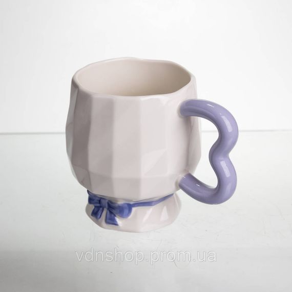 Чашка фарфоровая на ножке 400 (мл) оригинальная кружка на подарок чашка для чая и кофе Сиреневый FM-39A | Зображення 3