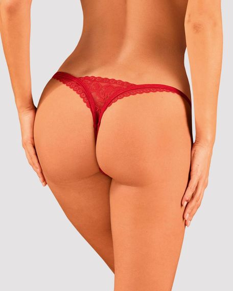 Мереживні стрінги Obsessive Lacelove thong XL/2XL Red, низька посадка sexstyle | Зображення 1