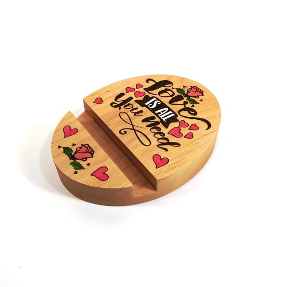 Підставка тримач під смартфон планшет  Love is all you need 9х12х2 см Майстерня містера Томаса Дерево Лак | Зображення 2
