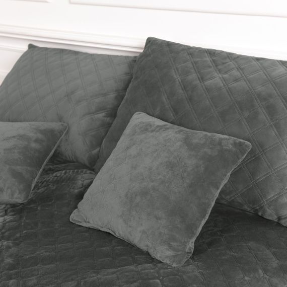 Покрывало полуторное ТЕП Velour Ромб круглый 4-00515-22391 150х210 см серое | Зображення 1
