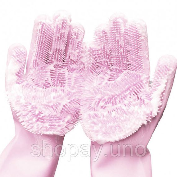 Силіконові рукавички Magic Silicone Gloves Pink для прибирання чистки миття посуду для будинку. Колір рожевий FD-83 | Зображення 1