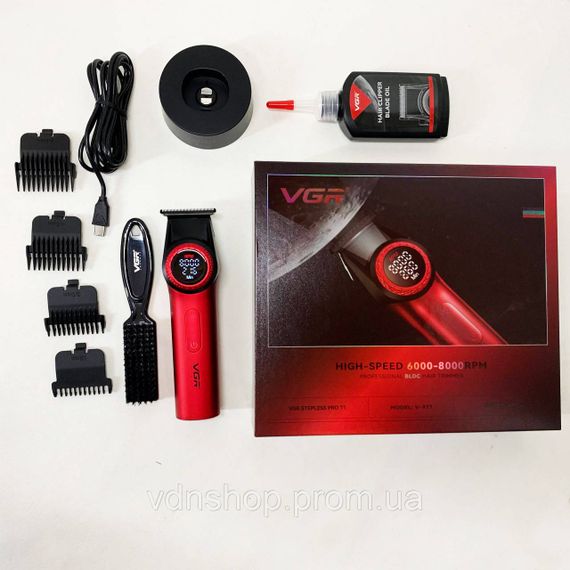 Тример для стрижки волосся потужний VGR, Професійна машинка для стрижки волосся з насадками XR-12 | Зображення 3