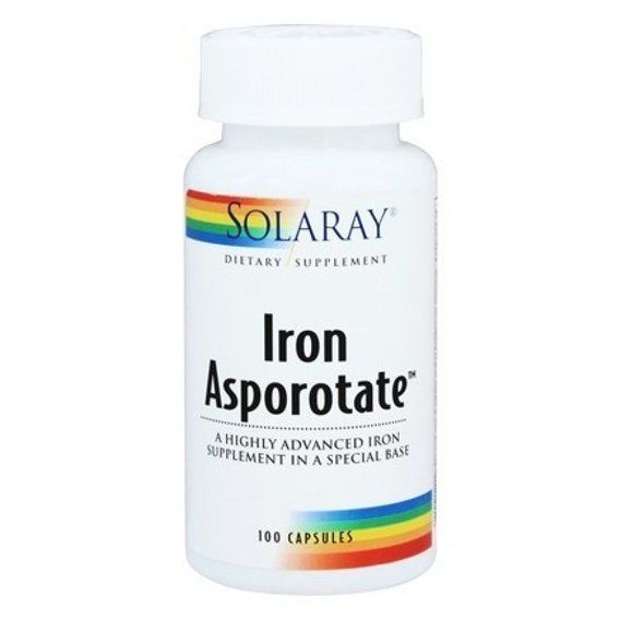 Мікроелемент Залізо Solaray Iron Asporotate 18 mg 100 Caps SOR-04600