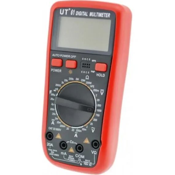 Цифровой мультиметр DT UT-61A с температурой и подсветкой экрана / Электрический тестер напряжения / Вольтметр | Зображення 1